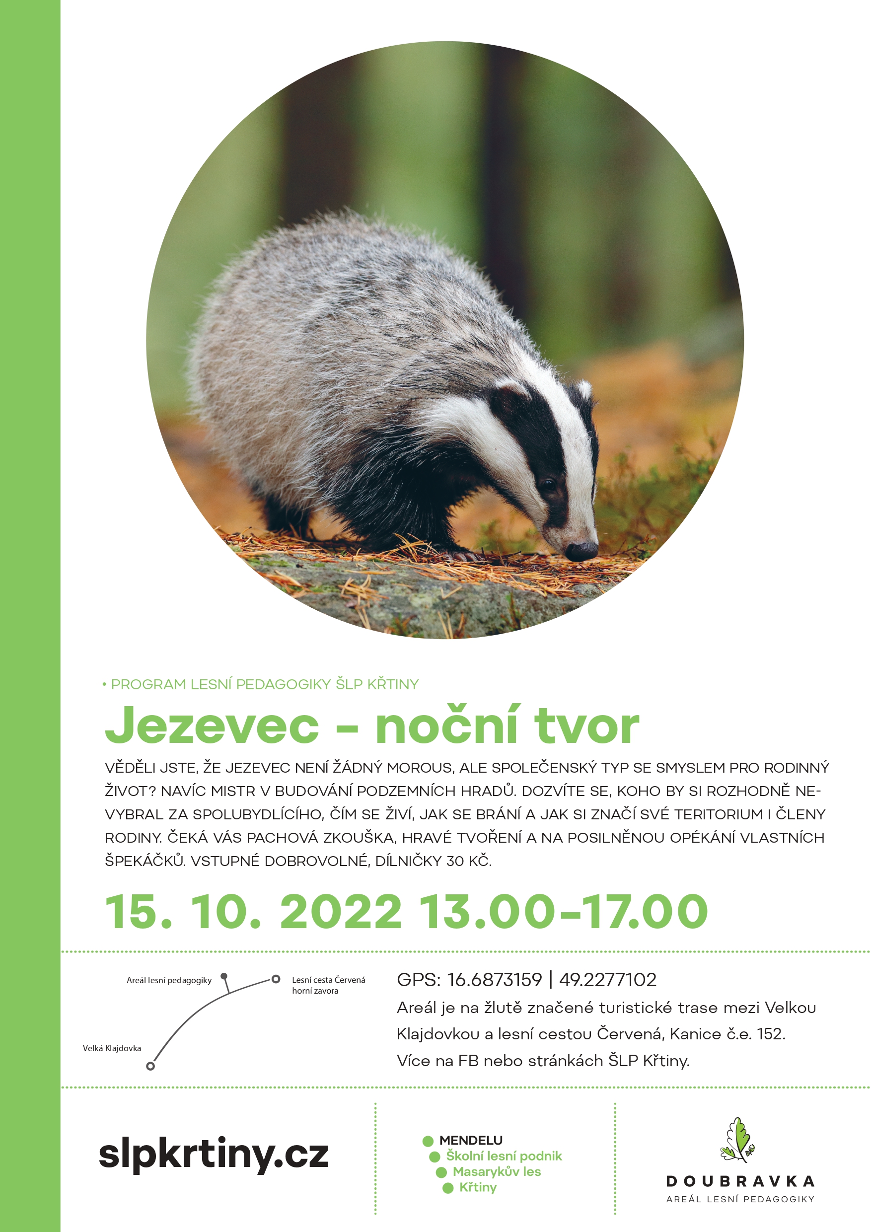 15. 10. 2022 Program lesní pedagogiky na Doubravce - Jezevec
